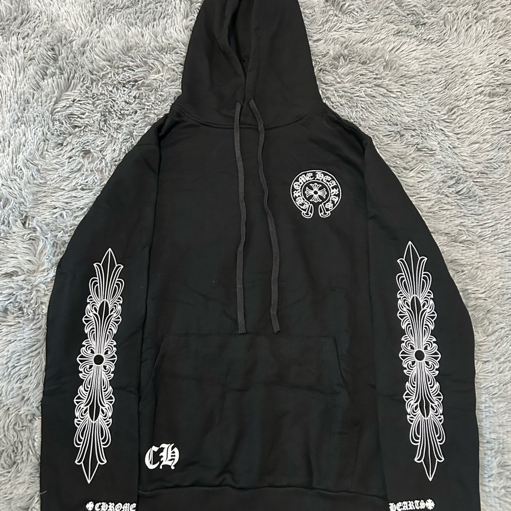 Black Graphic Hoodie Chrome heart